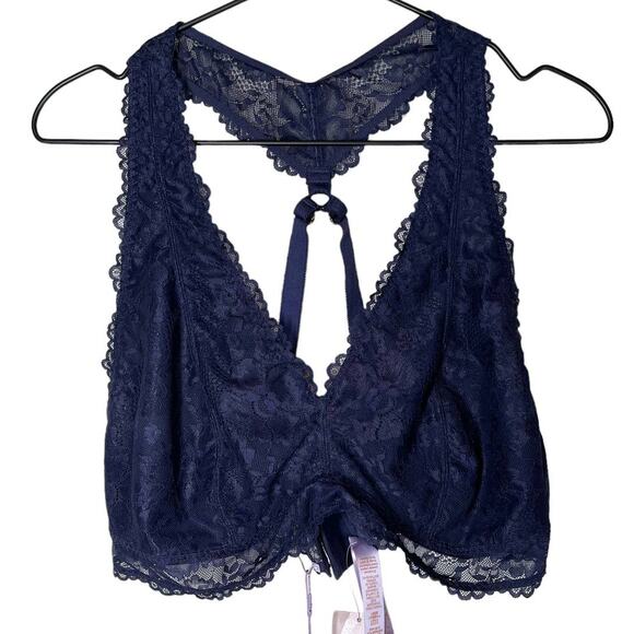 NWT Savage x Fenty Blue Floral Lace Racerback Bra Wireless‎ 3X - Picture 4 of 9